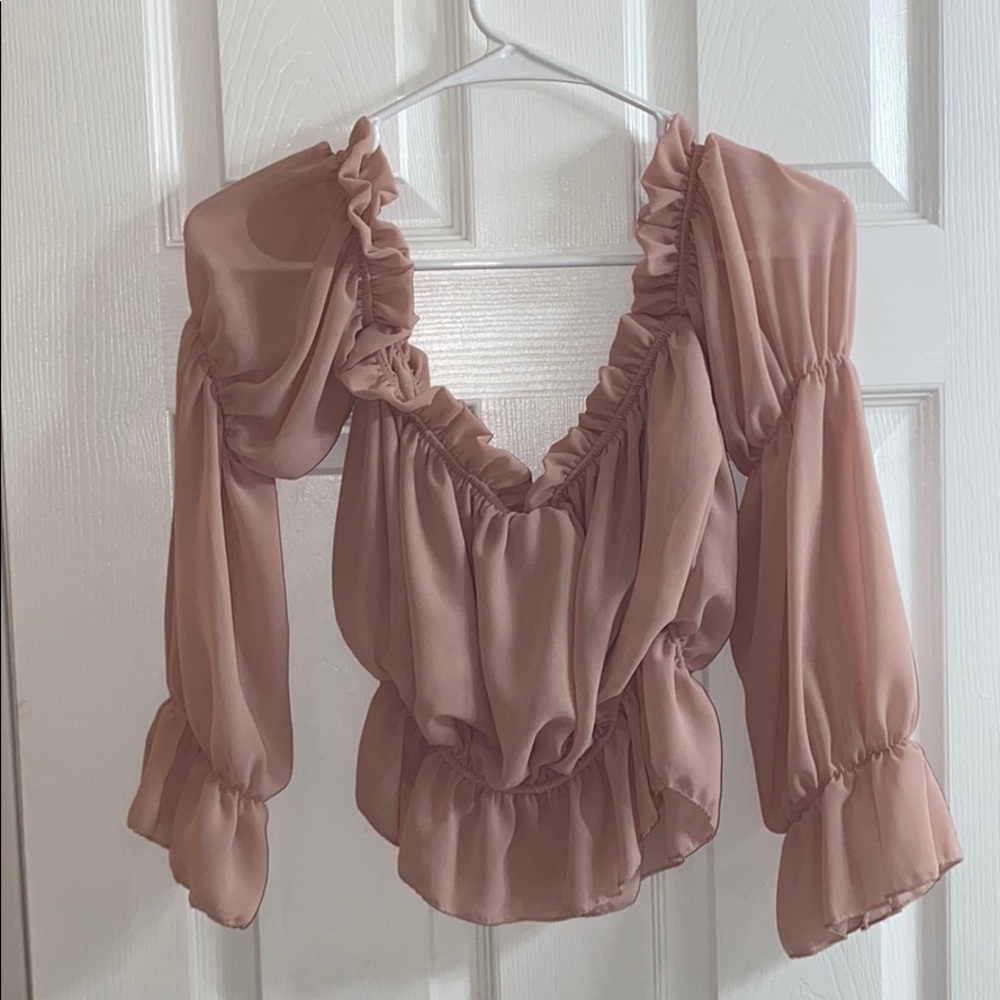 Off the shoulder pink top